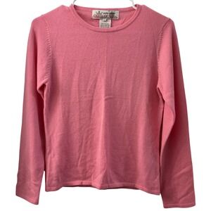 Queen Of Scots Vintage Pink 100% Cashmere Crew Neck Sweater Small Soft Fine Knit